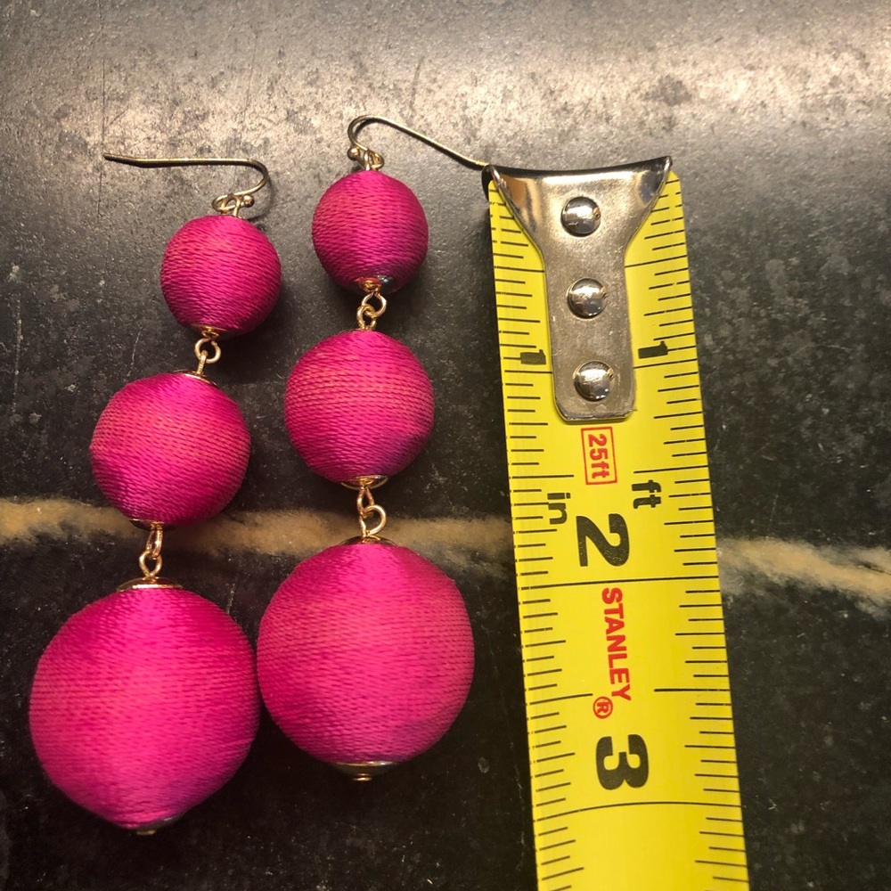Dark pink 3” drop thread wrapped earrings